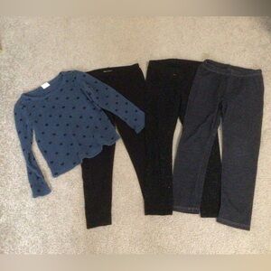 BUNDLE OF “4” LEGGINGS AND GAP WAFFLE KNIT LONG SLEEVE TOP- TODDLER 4